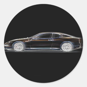 Black Exotic Luxury Sports Car of a Gentleman Classic Round Sticker