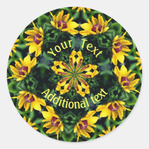 Black Eyed Susan Abstract Art Personalized Classic Round Sticker