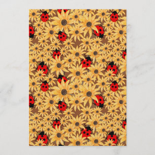 Black-Eyed Susan And Ladybugs Seamless Pattern Invitation