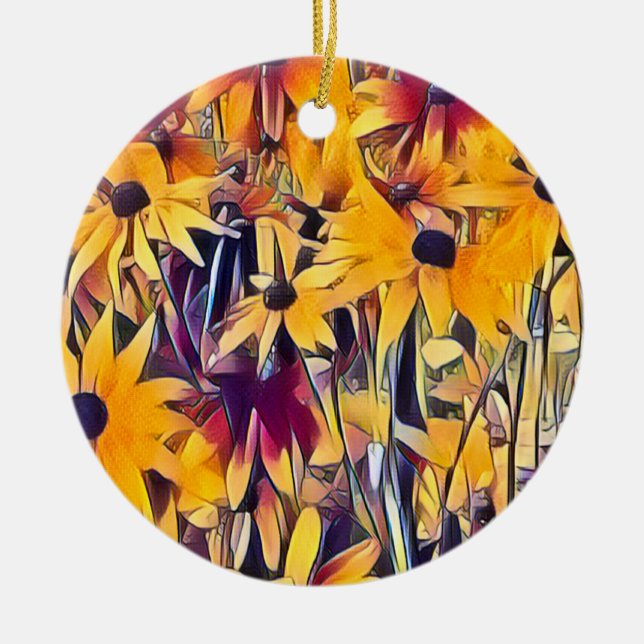 BLACK EYED SUSAN  CERAMIC ORNAMENT (Front)
