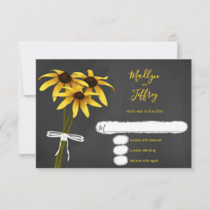 Black Eyed Susan chalkboard wildflowers RSVP Card
