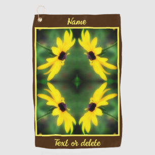 Black Eyed Susan Daisy Abstract Personalized Golf Towel
