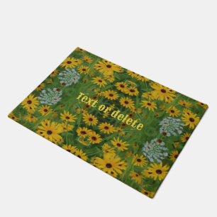 Black Eyed Susan Daisy Flower Art Personalized Doormat
