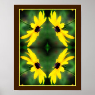 Black Eyed Susan Daisy Flower Mirror Abstract  Poster