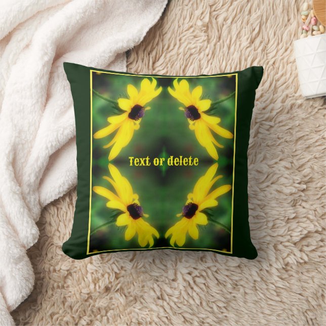 Black Eyed Susan Daisy Flower Personalized Throw Pillow (Blanket)