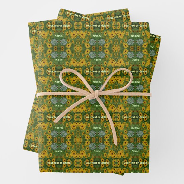 Black Eyed Susan Daisy Painting Personalized Wrapping Paper Sheet (In situ)