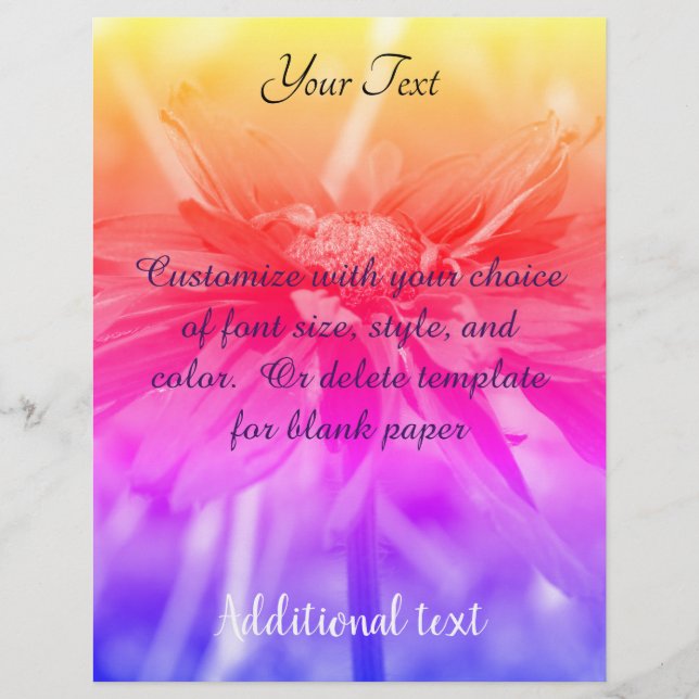 Black Eyed Susan Daisy Rainbow Colours  Letterhead (Front)