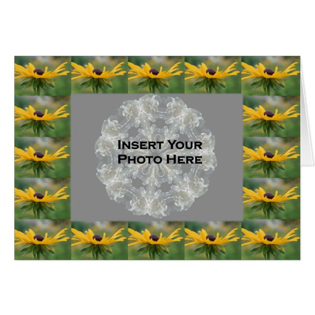 Black Eyed Susan Floral Border Photo Card (Front Horizontal)