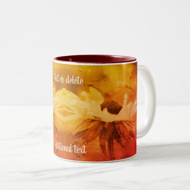 Black Eyed Susan Flower Art Personalized   Two-Tone Coffee Mug (Front Right)
