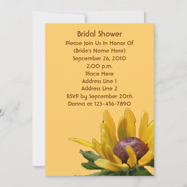Black Eyed Susan Flower Bridal Shower  Invitation (Front)