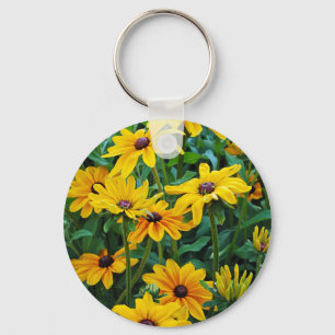 Black eyed susan flower garden keychain