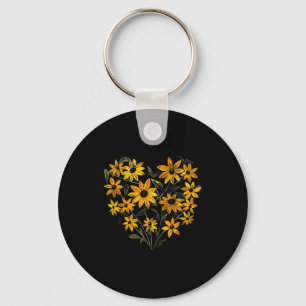 Black Eyed Susan Flower Girl Heart Valentines Day  Keychain