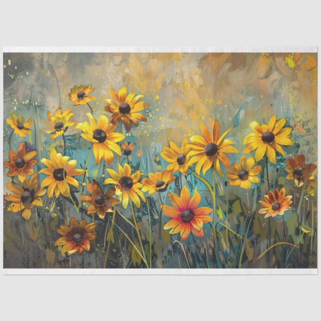 Black-Eyed Susan Flower Impressionist Decoupage Tissue Paper (Front)