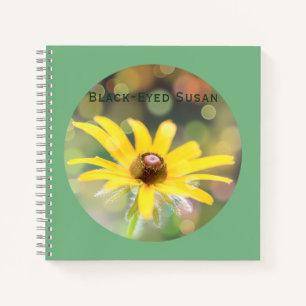 Black-Eyed Susan Flower on Dark Sea Green Notebook