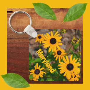 Black-eyed Susan Flower Personalized Keychain