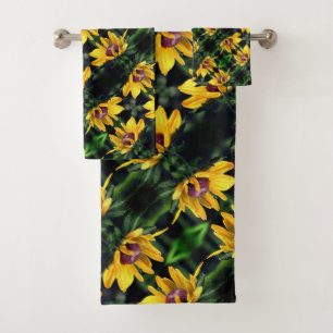 Black Eyed Susan Flower Unfolding Pattern    Bath Towel Set