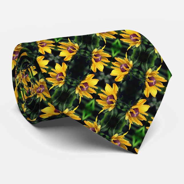 Black Eyed Susan Flower Unfolding Pattern       Tie (Rolled)