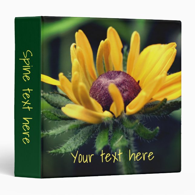Black Eyed Susan Flower Unfolding Personalized Binder (Front/Spine)
