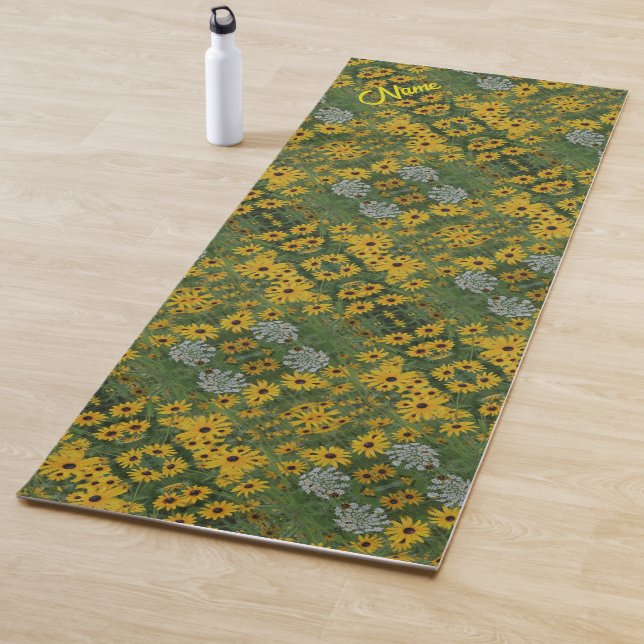 Black Eyed Susan Flowers Abstract Personalized     Yoga Mat (In Situ)
