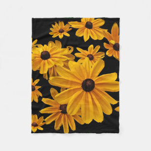Black Eyed Susan Flowers Yellow Fleece Blanket