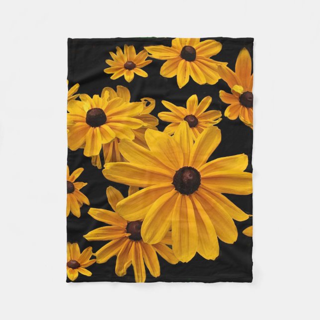 Black Eyed Susan Flowers Yellow Fleece Blanket (Front)