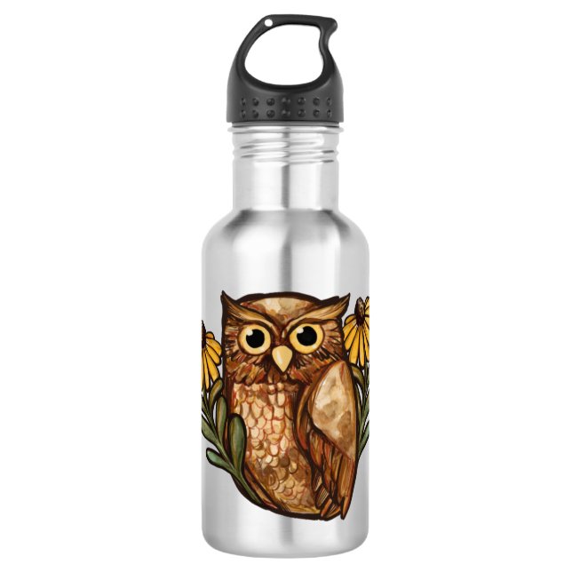 Black Eyed Susan Owl Flower Owls                  532 Ml Water Bottle (Front)