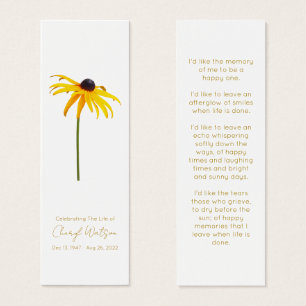 Black eyed susan Simple Memorial Mini Bookmark