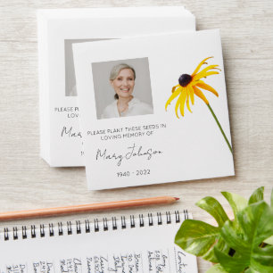 Black eyed susan   Simple Photo Funeral Seed Envelope