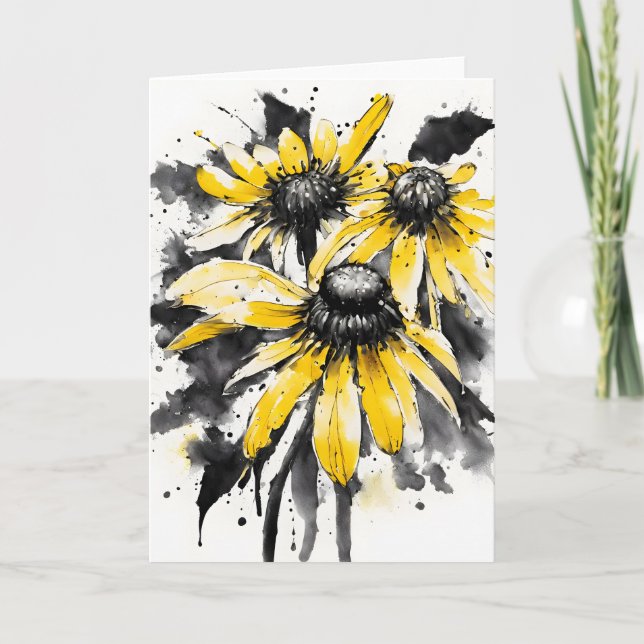 Black-eyed Susan - Watercolor flowers Card (Front)