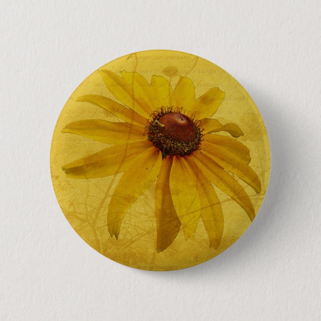 Black-Eyed Susan Wildflower 2 Inch Round Button (Front)