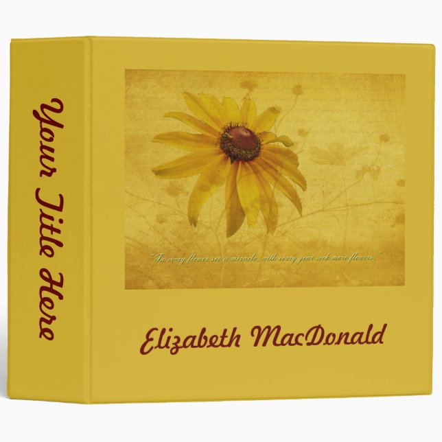 Black-Eyed Susan Wildflower & Quotation Binder (Front/Spine)