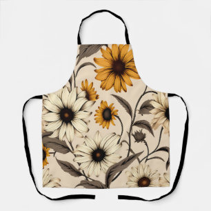 Black-Eyed Susans On Light Brown Apron