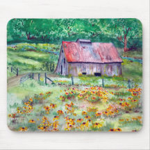 Black-Eyed Susans Wildflower Barn Watercolor