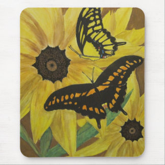black eyed susan's with butterflys-watercolor mouse pad