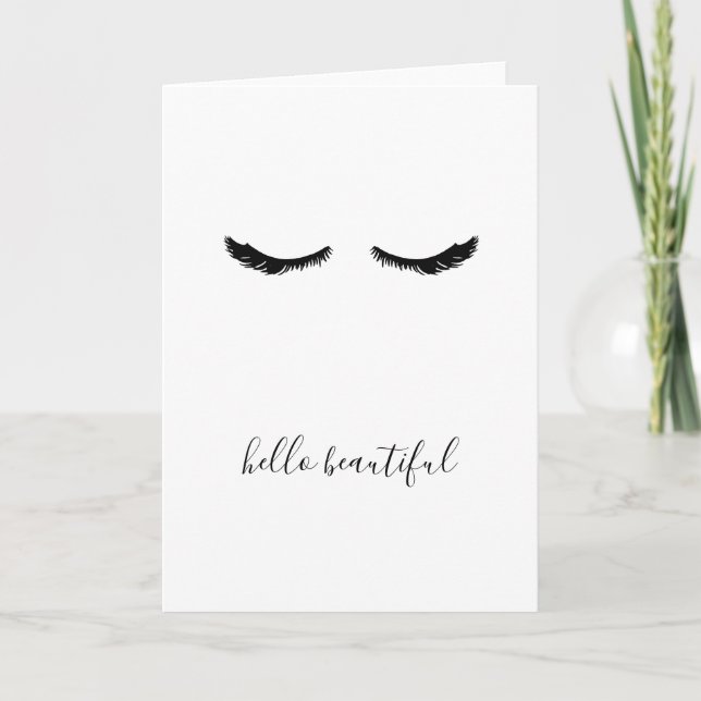 Black Eyelashes Hello Beautiful Card (Front)