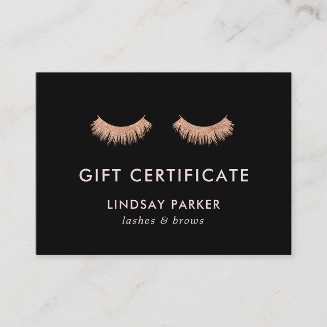 Black Eyelashes Makeup Artist Gift Certificate (Front)