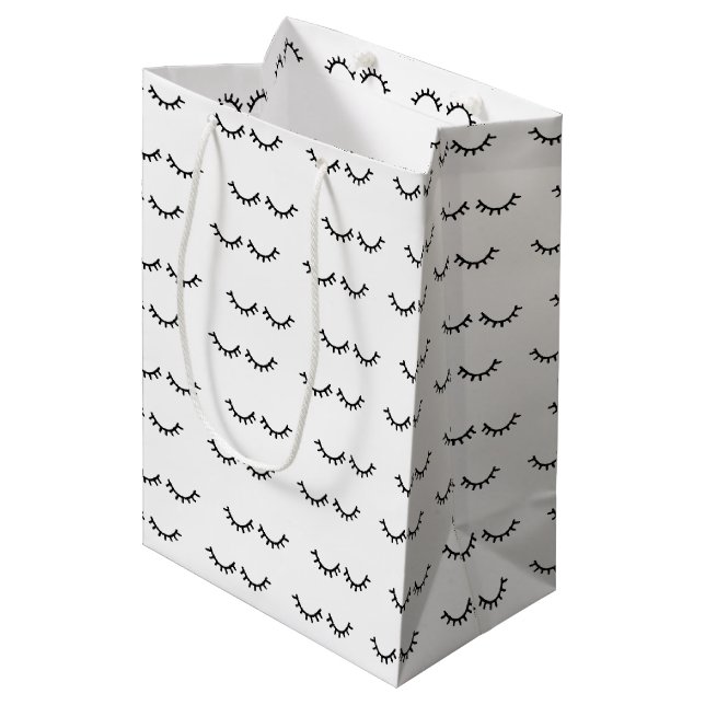 Black Eyelashes Medium Gift Bag (Front Angled)
