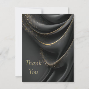 Black Fabric Shimmering Gold Thank You Card