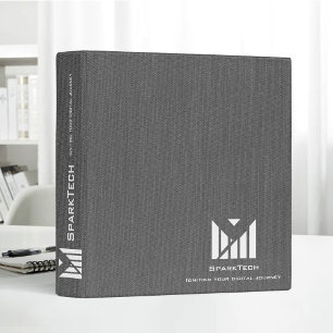 Black Fabric Texture Elegant Monogram Logo Custom Binder