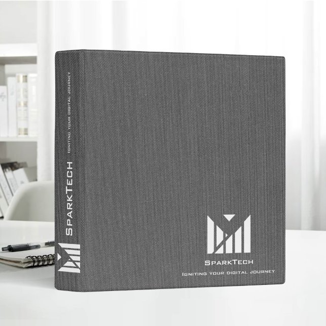 Black Fabric Texture Elegant Monogram Logo Custom Binder (Creator Uploaded)
