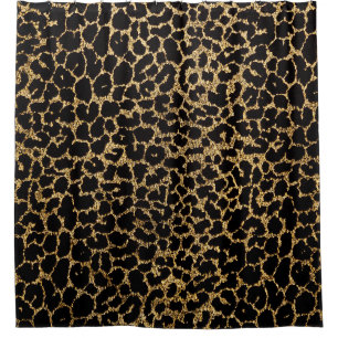 Black fabric with metallic golden leopard fur prin