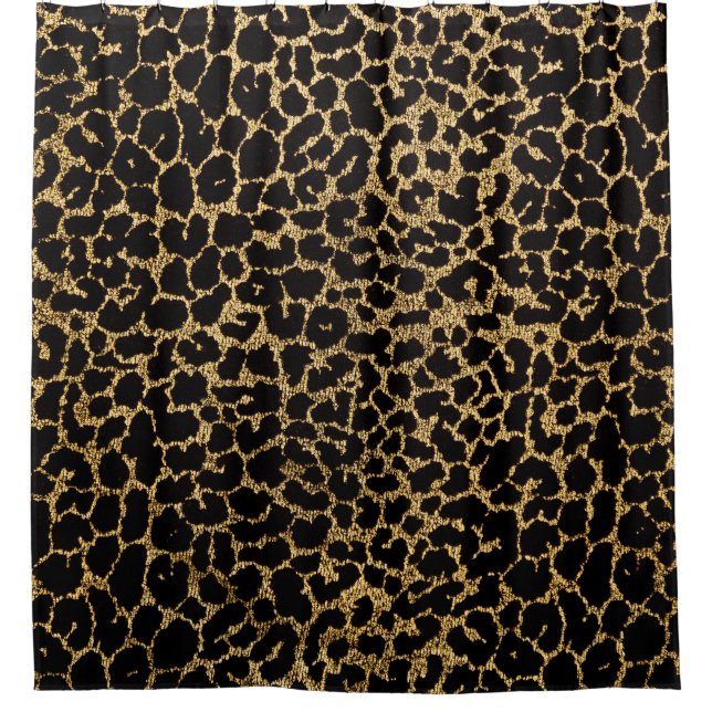 Black fabric with metallic golden leopard fur prin (Front)