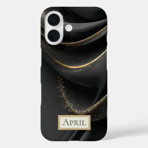 Black Fabric with Shimmering Gold iPhone 16 Case