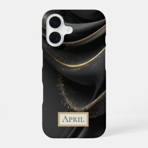 Black Fabric with Shimmering Gold iPhone 16 Case