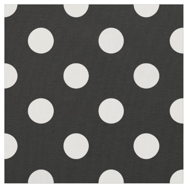 Black Fabric With White Polka Dots Spots Pattern (Close Up)