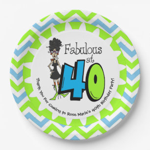 Black Fabulous at 40 40th Birthday Paper Plates