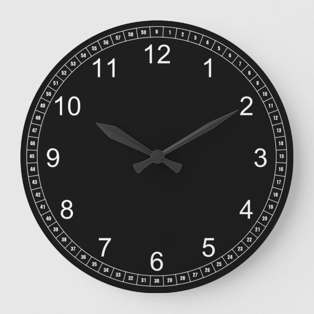 Black Face - White Numbers Large Clock (Front)