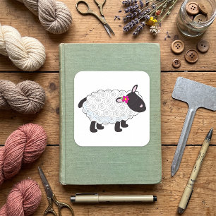 Black Faced Sheep With White Wool Square Sticker