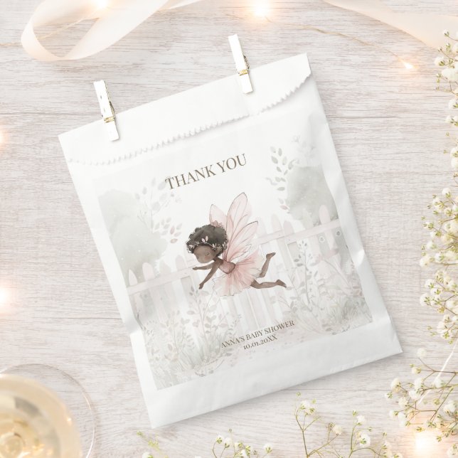 Black Fairy Baby Shower Thank You Favour Bag (Clipped)