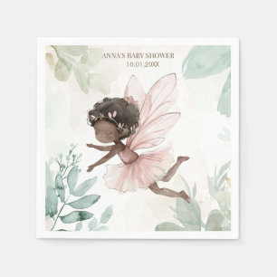 Black Fairy Girl Baby Shower Napkin